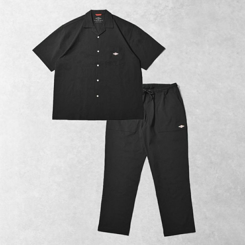ストレッチ天竺 オープンカラーシャツ＆パンツ 上下セット